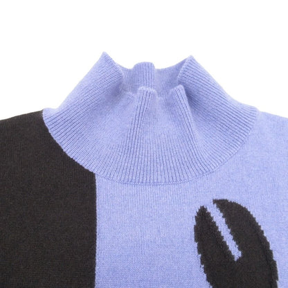 Hermes Crawfish Cashmere Knit Short Sleeve Sweater Bicolor High Neck Top S