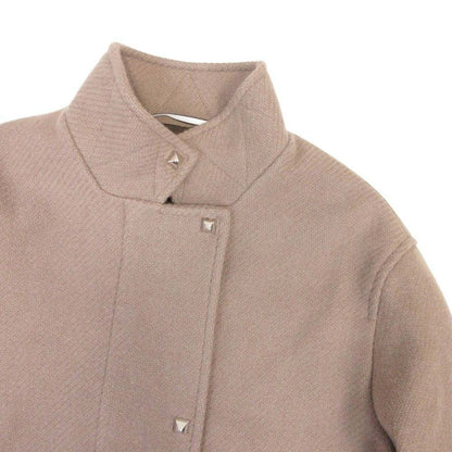 Hermes Cashmere Double Face Stand Collar Long Coat Medle 36 Gray