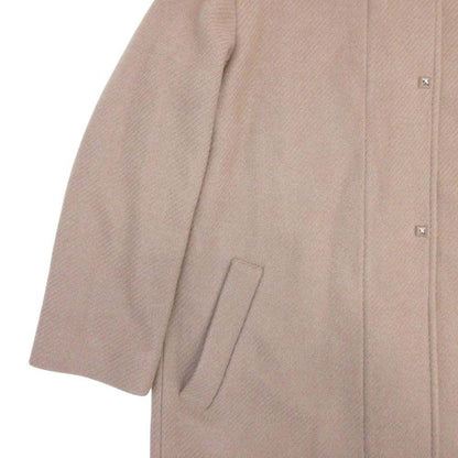 Hermes Cashmere Double Face Stand Collar Long Coat Medle 36 Gray