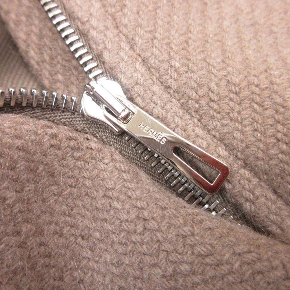 Hermes Cashmere Double Face Stand Collar Long Coat Medle 36 Gray