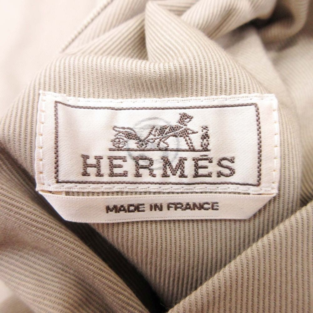 Hermes Reversible Swing Top Cotton Twill Nylon Trim 48 Beige Yellow