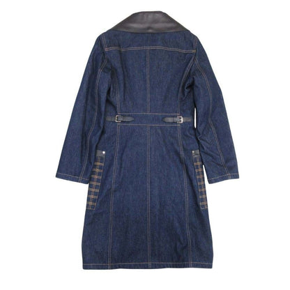 Hermes Shearling Leather Color 2-Way Long Coat 34 Indigo Blue