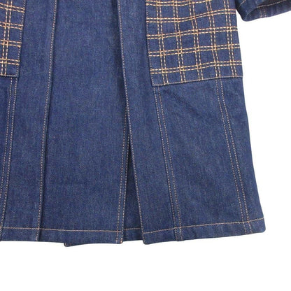 Hermes Shearling Leather Color 2-Way Long Coat 34 Indigo Blue