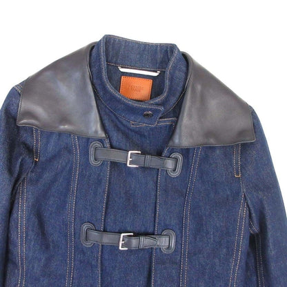 Hermes Shearling Leather Color 2-Way Long Coat 34 Indigo Blue