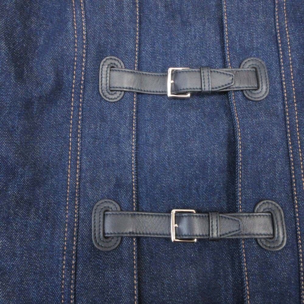 Hermes Shearling Leather Color 2-Way Long Coat 34 Indigo Blue