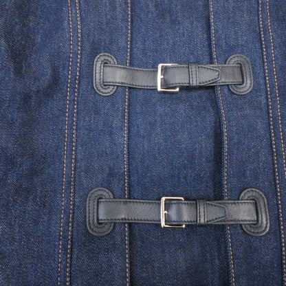 Hermes Shearling Leather Color 2-Way Long Coat 34 Indigo Blue
