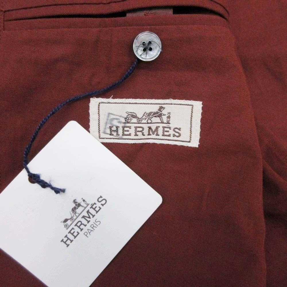 Hermes Cotton Linen Blend Tailored Jacket Single 2 Button Bra 48 Bordeaux