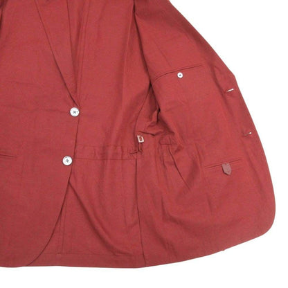 Hermes Cotton Linen Blend Tailored Jacket Single 2 Button Bra 48 Bordeaux