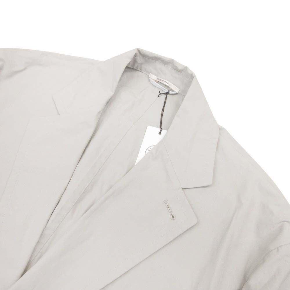 Hermes Cotton Tailored Jacket Single 2 Buttons Blue Leather Piping 50 Gray Ju