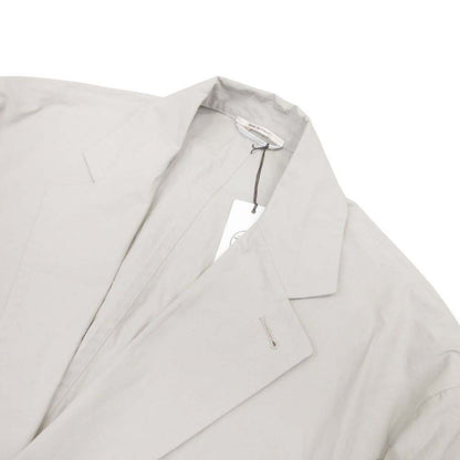Hermes Cotton Tailored Jacket Single 2 Buttons Blue Leather Piping 50 Gray Ju