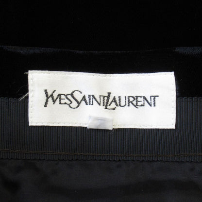Saint Laurent Yves Velour Long Skirt Gold Button Slit Vintage 36 Black