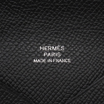 Hermes Calvi Card Case Holder Wallet Epsom Leather Black