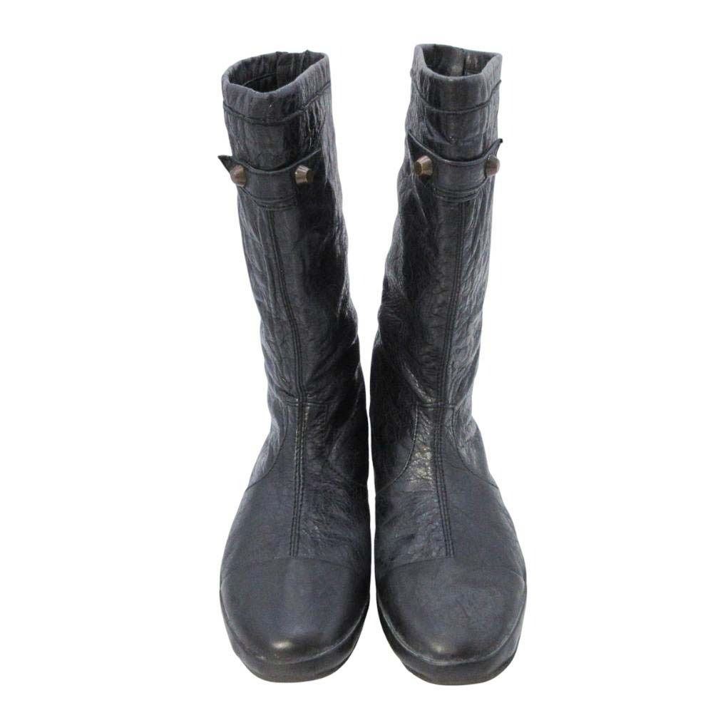 Balenciaga Back Zip Boots Flat Shoes Leather 36 Black