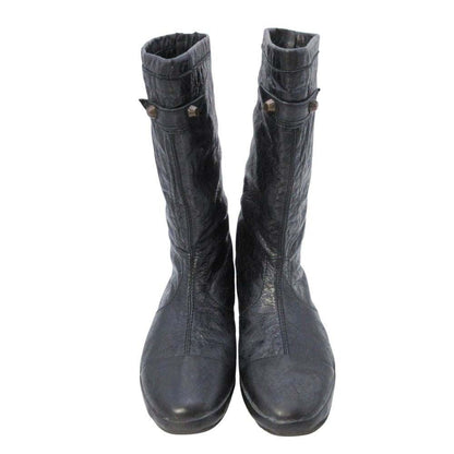 Balenciaga Back Zip Boots Flat Shoes Leather 36 Black
