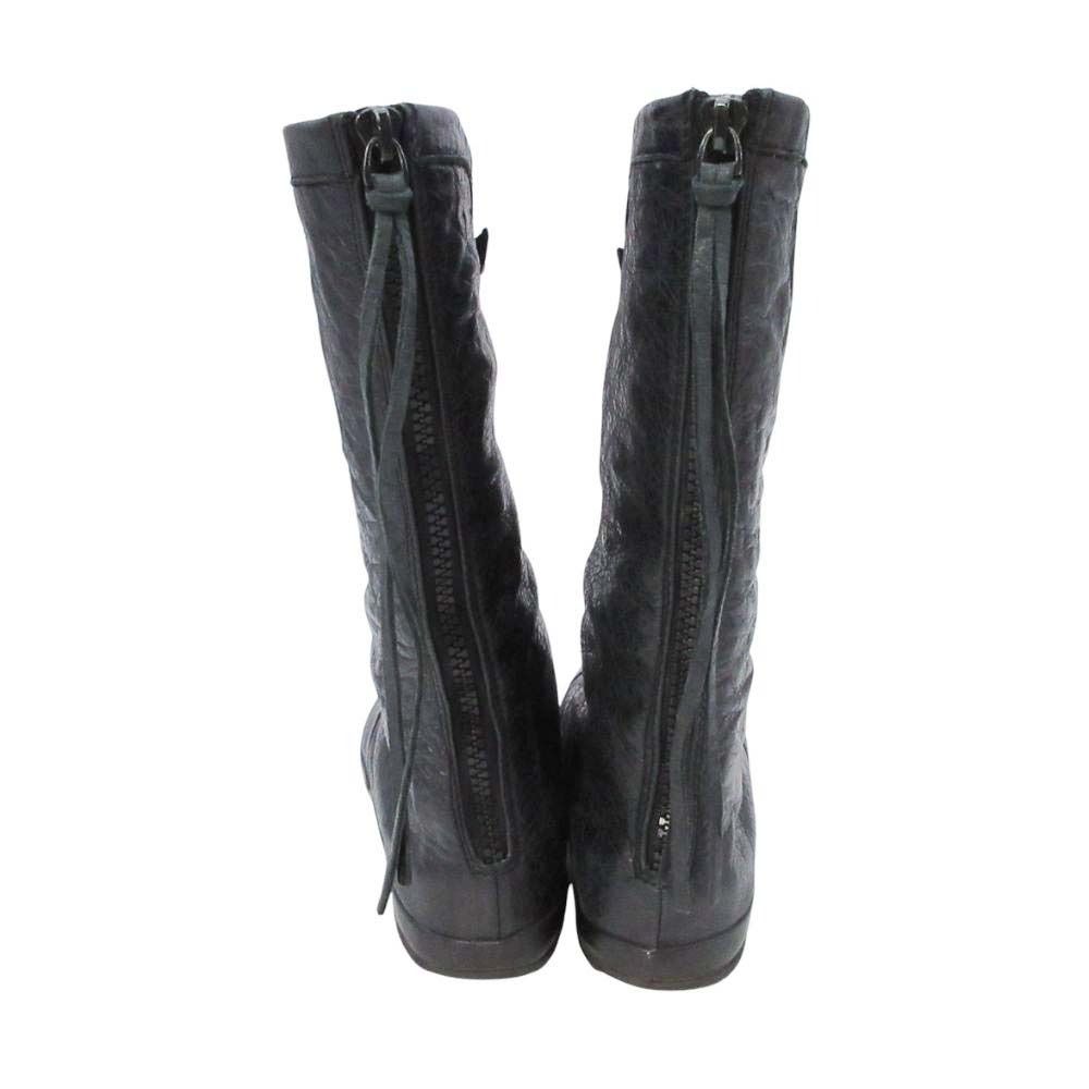 Balenciaga Back Zip Boots Flat Shoes Leather 36 Black