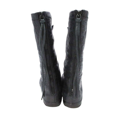 Balenciaga Back Zip Boots Flat Shoes Leather 36 Black