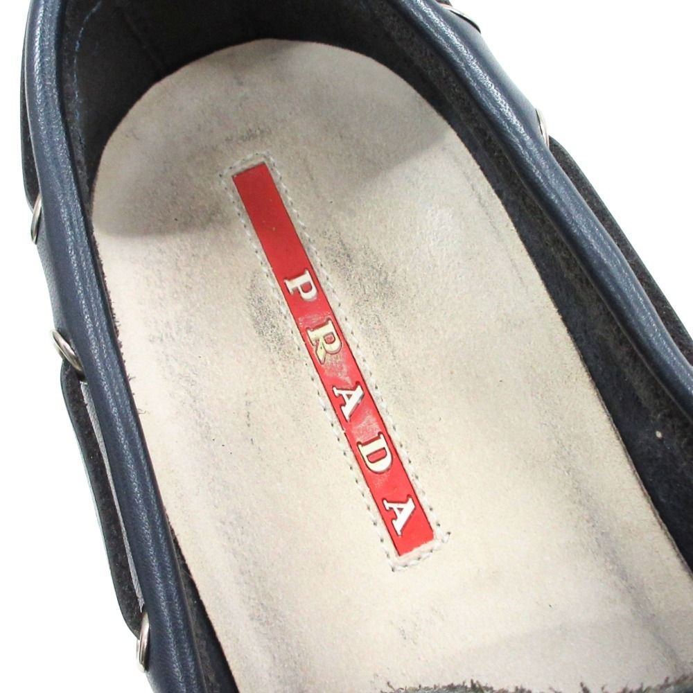 Prada Sport Leather Deck Shoes Vintage 6 Navy