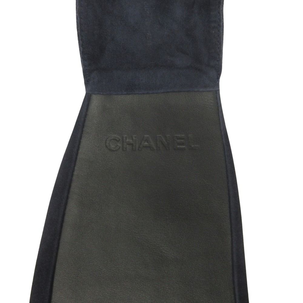 Chanel 11c Suede Leather Kama Band Corset Waist Belt Navy