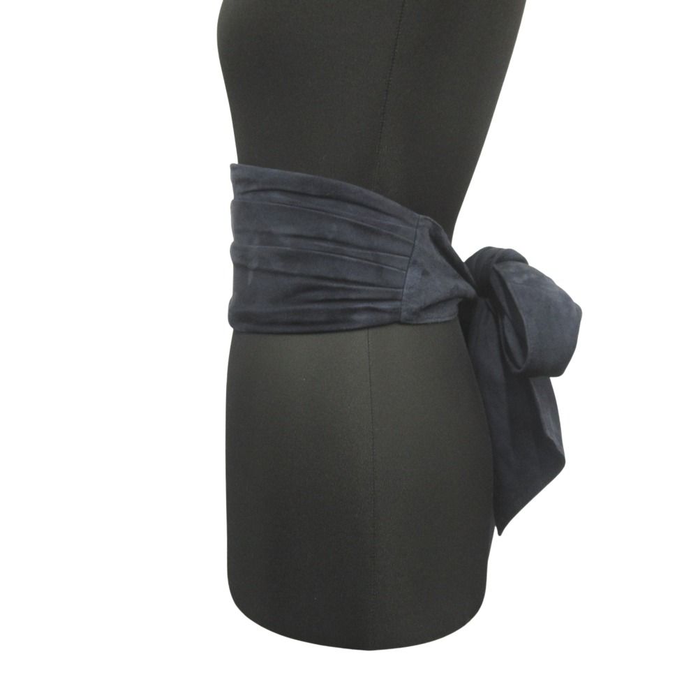 Chanel 11c Suede Leather Kama Band Corset Waist Belt Navy