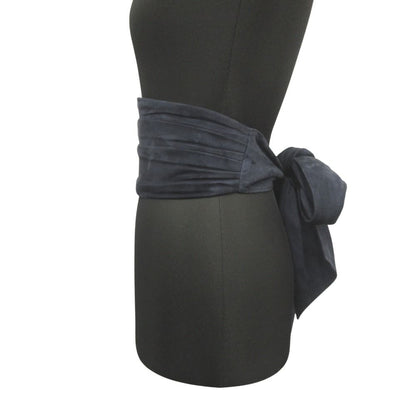 Chanel 11c Suede Leather Kama Band Corset Waist Belt Navy