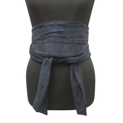 Chanel 11c Suede Leather Kama Band Corset Waist Belt Navy