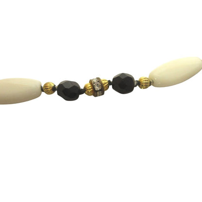 Celine Vintage Long Necklace 132 cm White Black