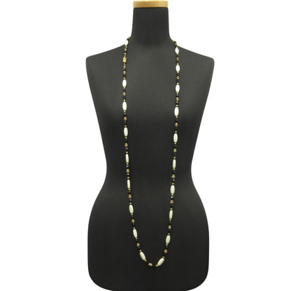 Celine Vintage Long Necklace 132 cm White Black