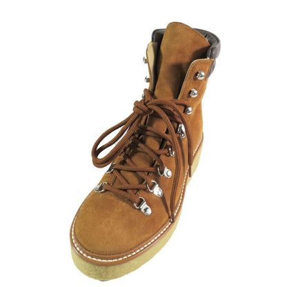 Hermes Discovery Ankle Boots Suede Leather Lace Up Shoes Brown