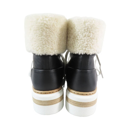 Hermes Flocon Ankle Shearling Boa Short Boots Sneakers Shoes Black