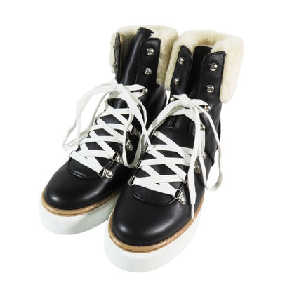 Hermes Flocon Ankle Shearling Boa Short Boots Sneakers Shoes Black
