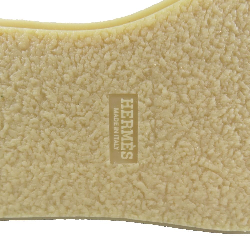 Hermes Suede Leather Shearling Short Boots Platform Belt Shoes Beige