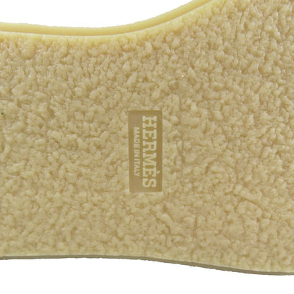 Hermes Suede Leather Shearling Short Boots Platform Belt Shoes Beige