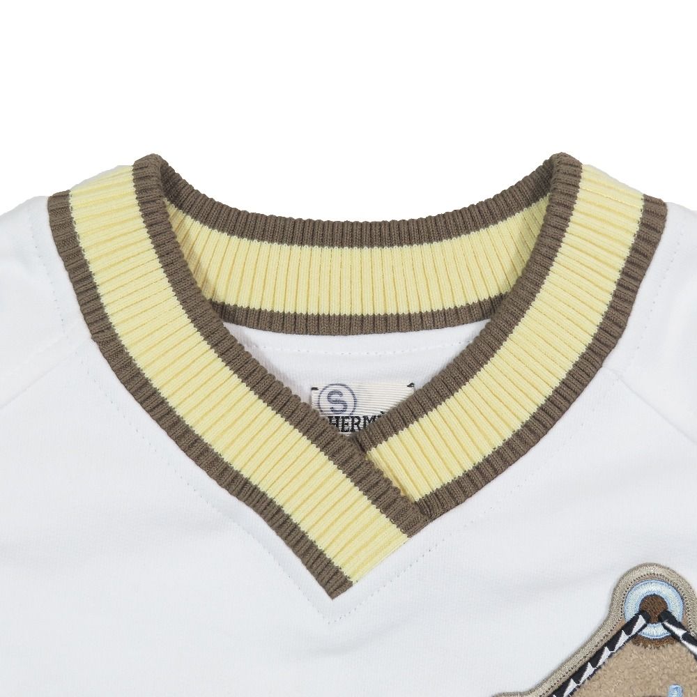 Hermes Figure Artistic Sweatshirt Trainers V-neck Patch Embroidery 40 White