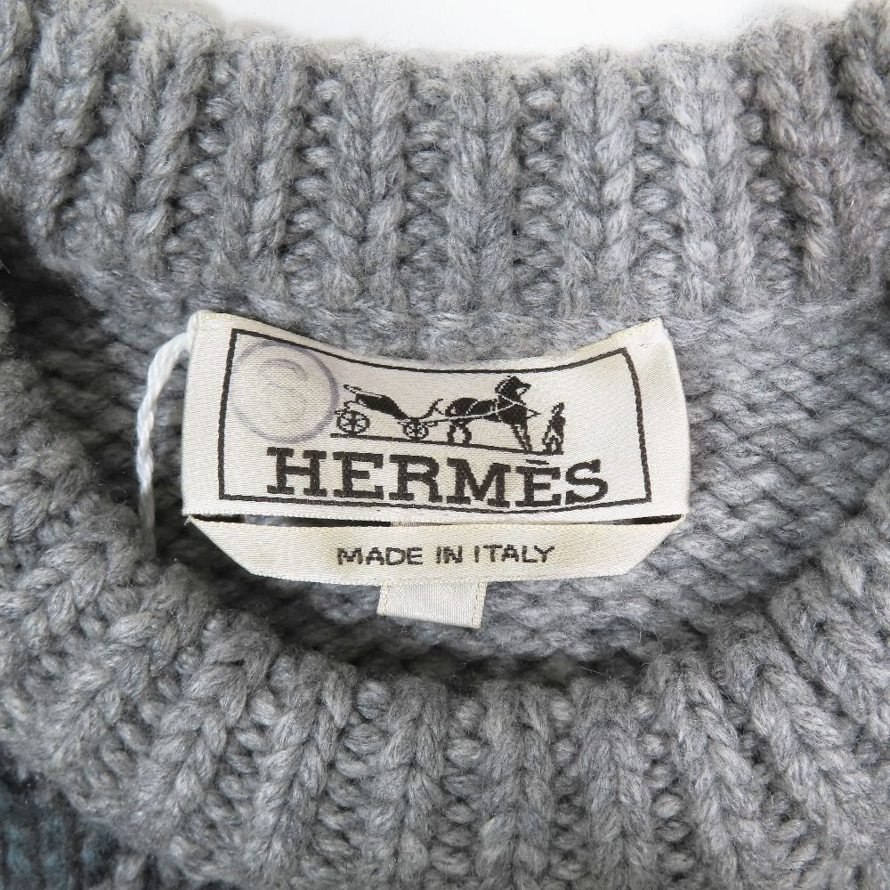 Hermes Decalcomanie Knit Sweater Cashmere Flower Long Sleeve Crew Neck Pullover