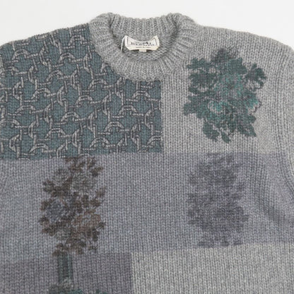 Hermes Decalcomanie Knit Sweater Cashmere Flower Long Sleeve Crew Neck Pullover