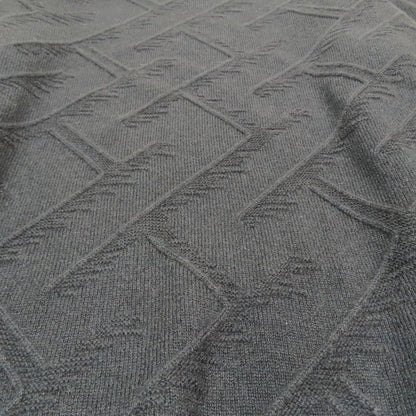 Hermes Cashmere Jacquard Knit Sweater Crew Neck Wave Embossed Pullover Dark