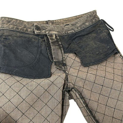 Chanel Jeans 34 S Quilted Brown Black Silver Turnlock CC Logo Cotton