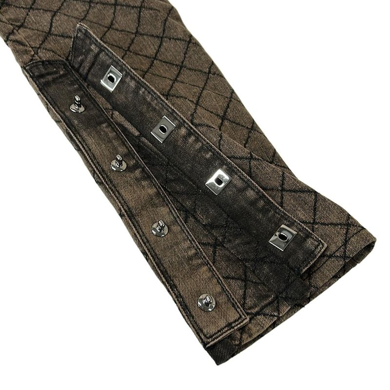 Chanel Jeans 34 S Quilted Brown Black Silver Turnlock CC Logo Cotton