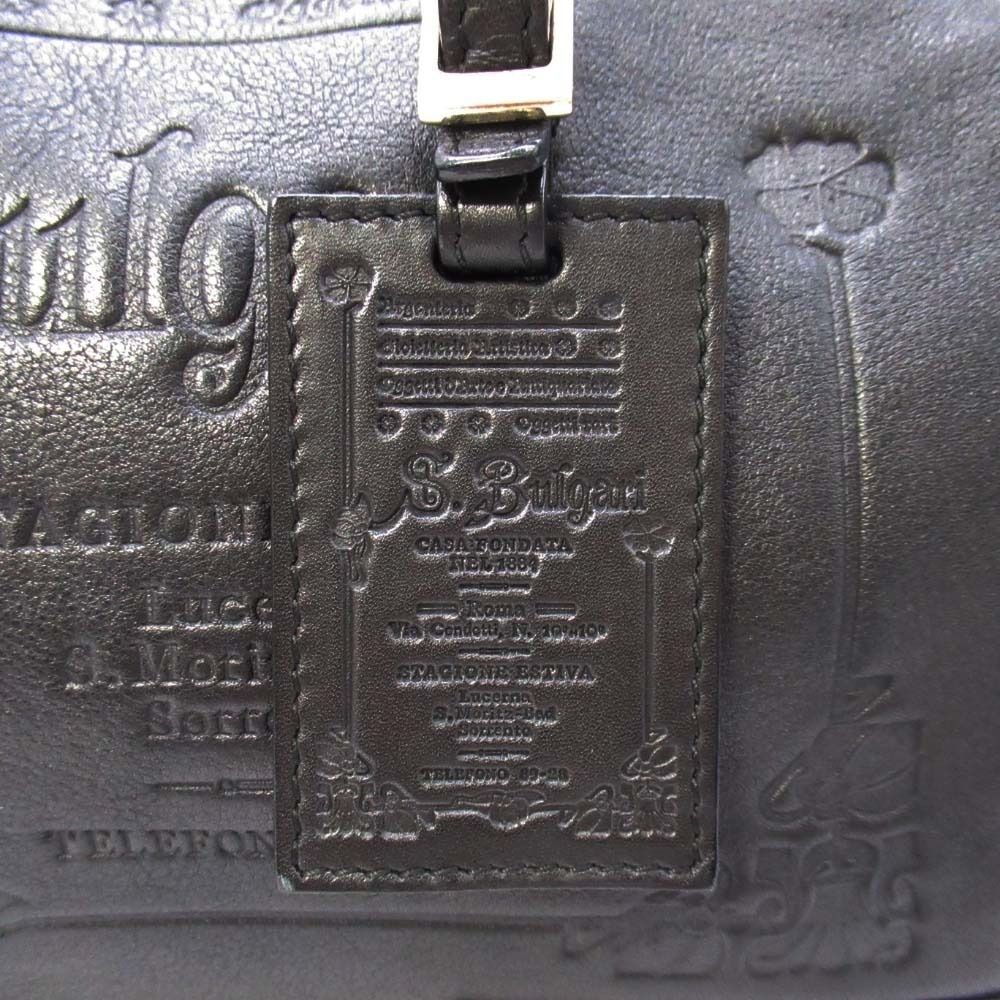 Bvlgari Collezione Mini Boston Handbag Purse Sotirio Embossed Black