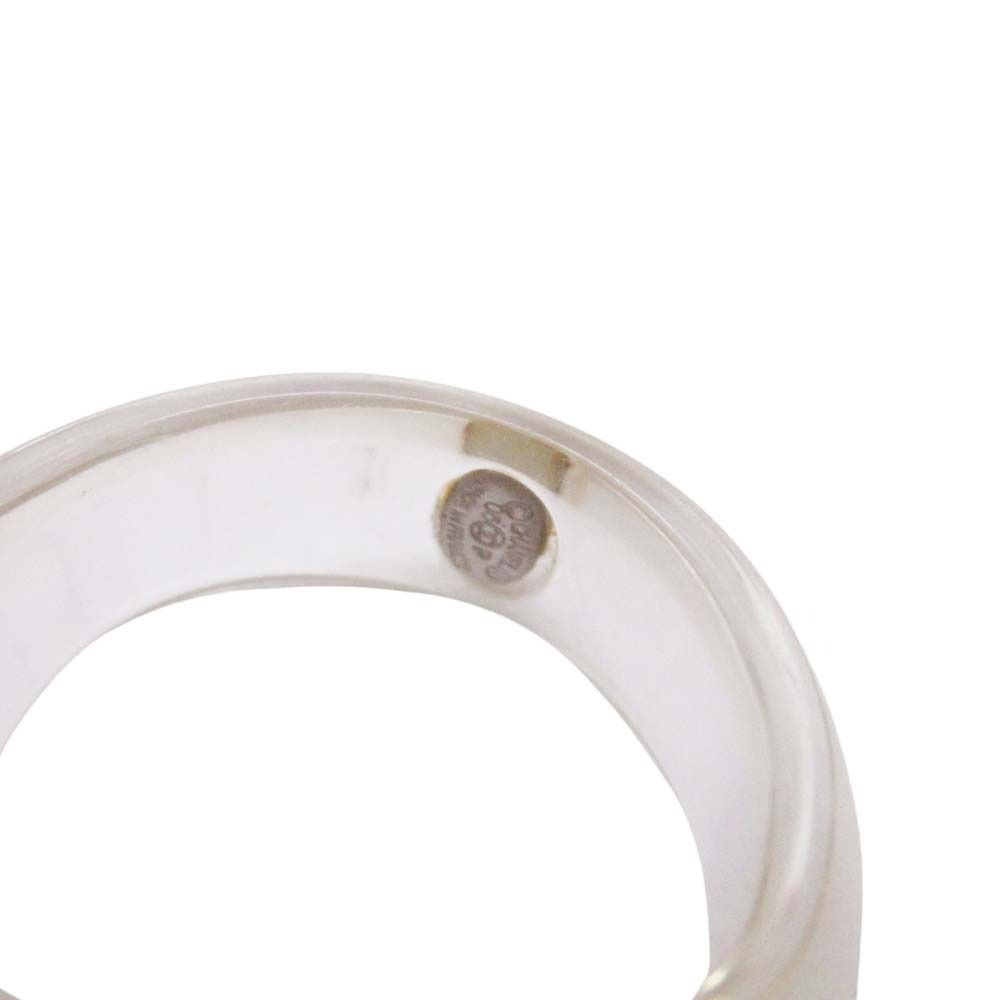 Chanel Vintage Line Stone CC Logo Clear Round Ring Transparent
