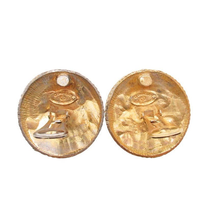Chanel Vintage Coco Logo Circle Earrings Large Round