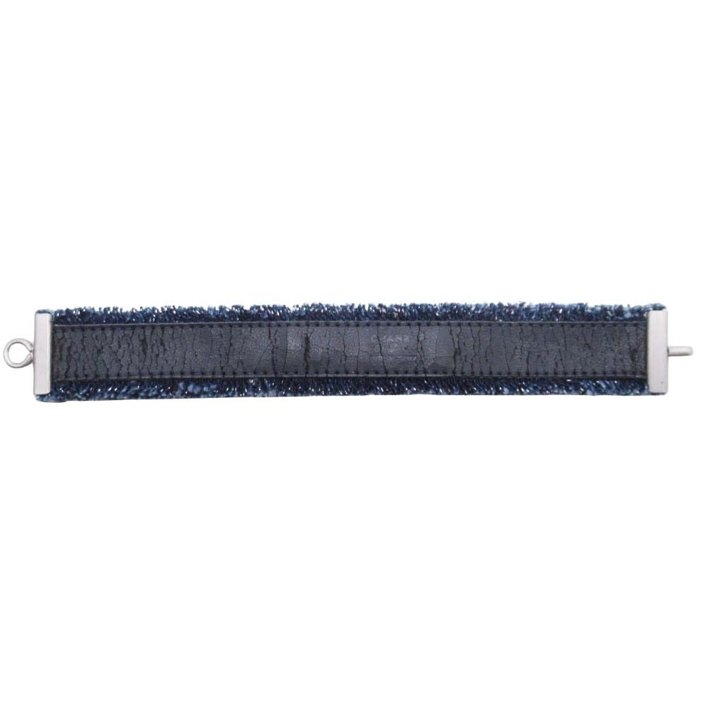 Chanel Vintage Cutoff Denim Bracelet Logo Bangle Indigo Silver