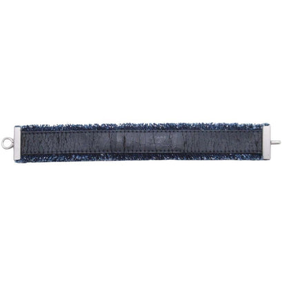 Chanel Vintage Cutoff Denim Bracelet Logo Bangle Indigo Silver