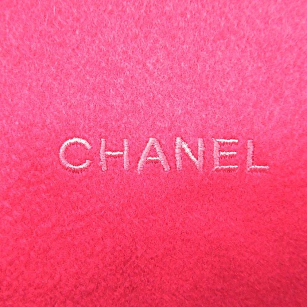 Chanel Cashmere Scarf Oval Shawl Logo Embroidery Bordeaux