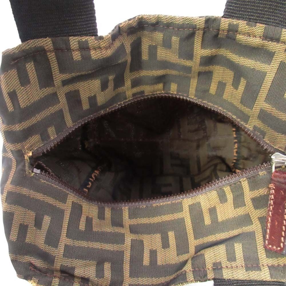 Fendi Vintage Zucca Pattern Mini Handbag FF Logo All Purse Brown