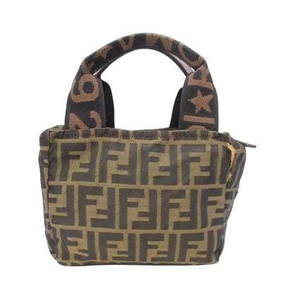 Fendi Vintage Zucca Pattern Mini Handbag FF Logo All Purse Brown