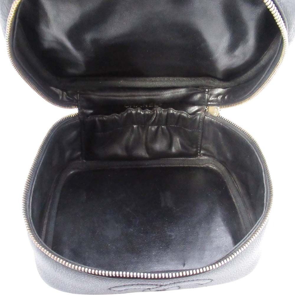 Chanel Vintage Caviar Leather Vanity CC Logo Stitch Side Pouch