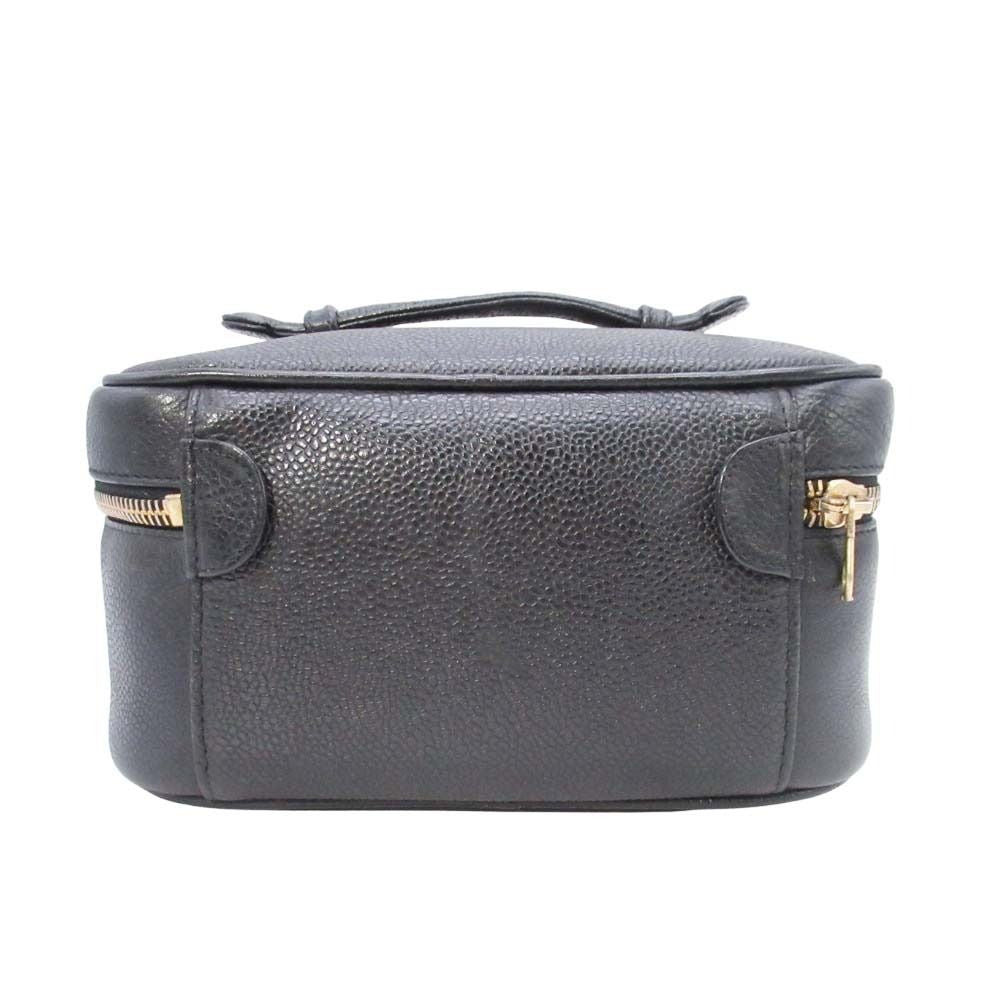 Chanel Vintage Caviar Leather Vanity CC Logo Stitch Side Pouch