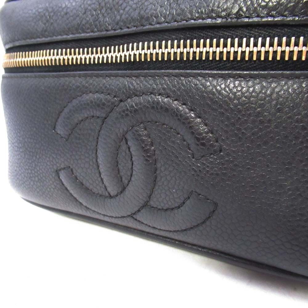 Chanel Vintage Caviar Leather Vanity CC Logo Stitch Side Pouch