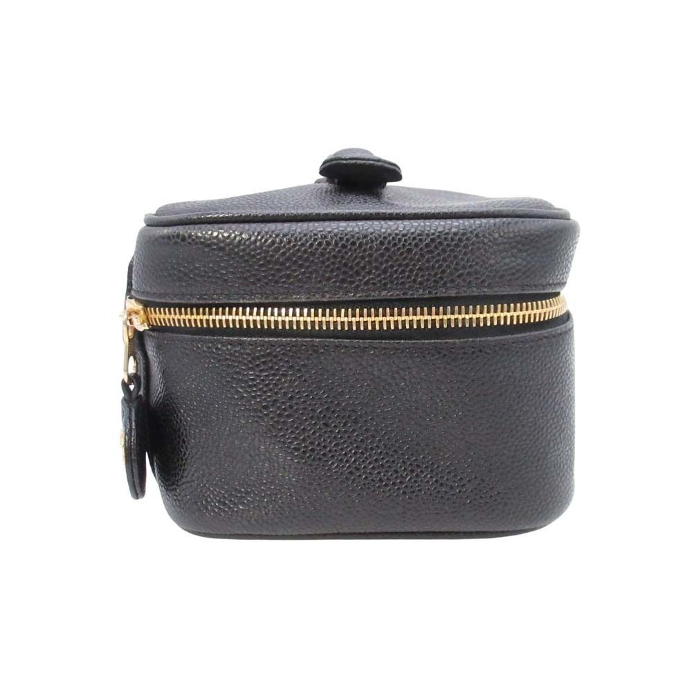 Chanel Vintage Caviar Leather Vanity CC Logo Stitch Side Pouch